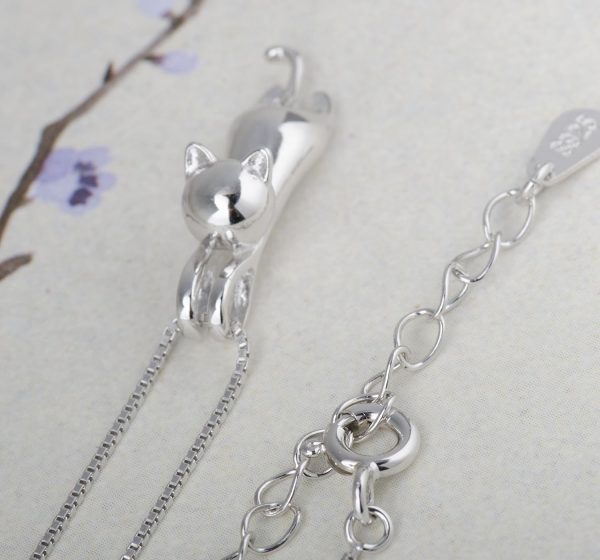 Sterling Silver Cat Necklaces for Women Cat Jewelry for Women Cat Accessories for Women Cat Mom Lover Lady Themed Gifts Cute Silver Kitten Jewelry Birthday Gifts for Women - Image 9